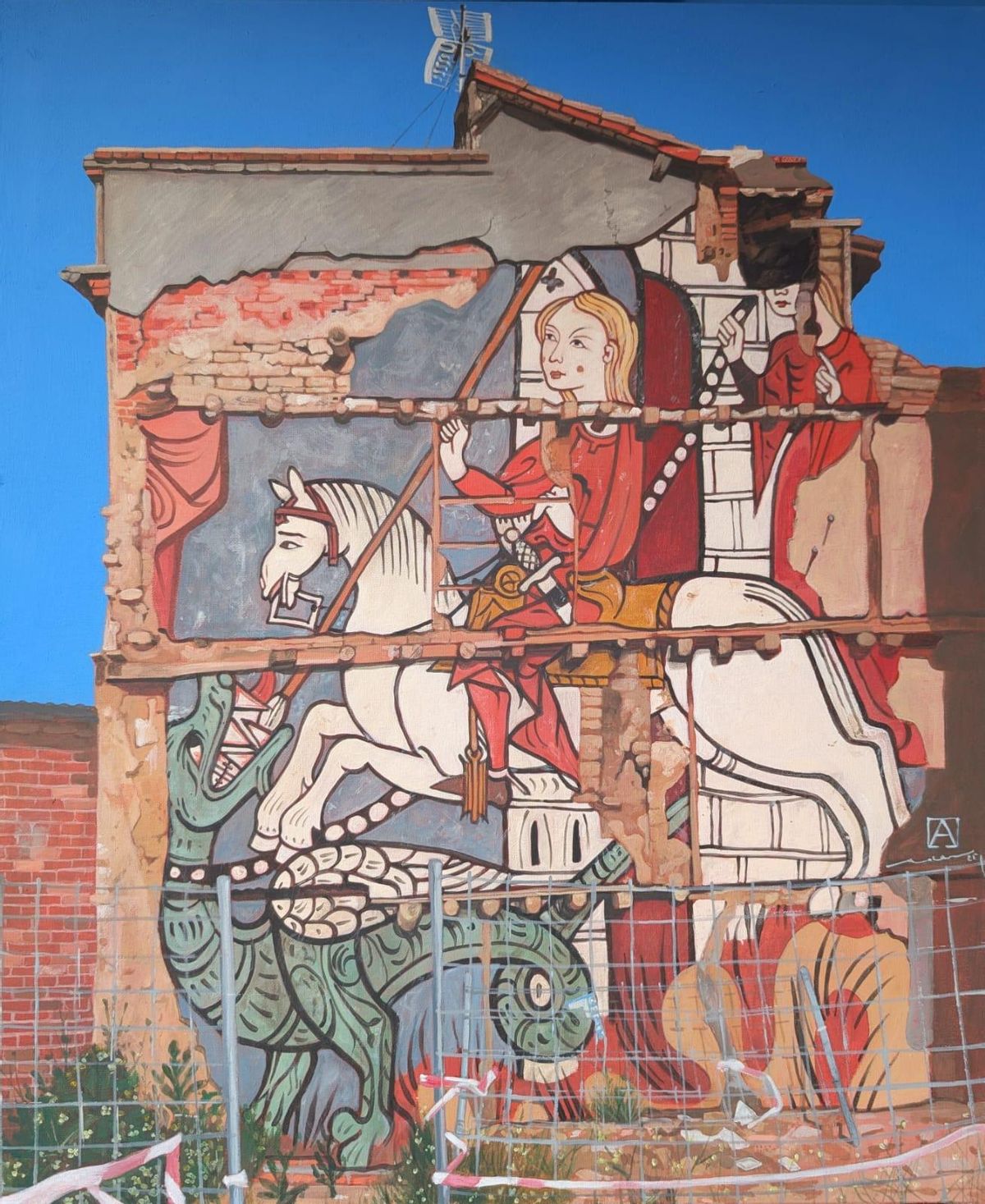 La persistencia del tiempo, mural relativo a la iglesia de San Sebastián de Toro pintado por Carlos Adeva