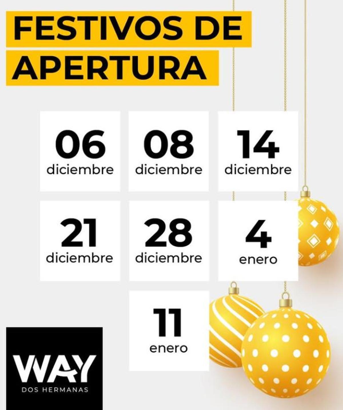 Festivos de apertura en Way Dos Hermanas