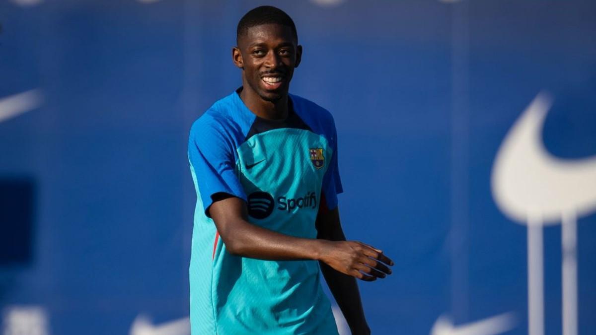 Ousmane Dembélé, en el entrenamiento