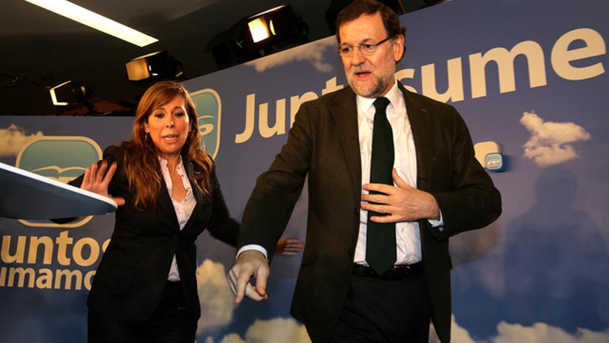 Sánchez-Camacho y Rajoy, este sábado, en la convención del PP en Barcelona.