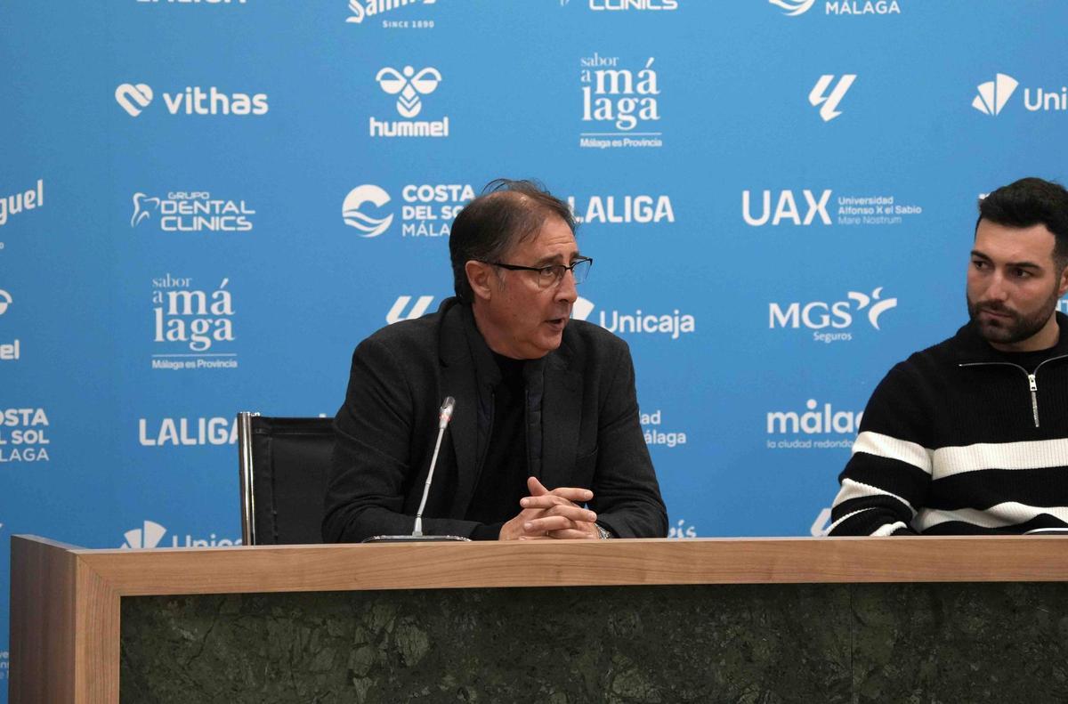 Loren Juarros, este jueves en la sala de prensa de La Rosaleda.