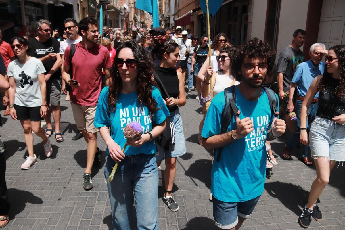 Assistents a la manifestació del Prat contra l’ampliació de l’aeroport.
