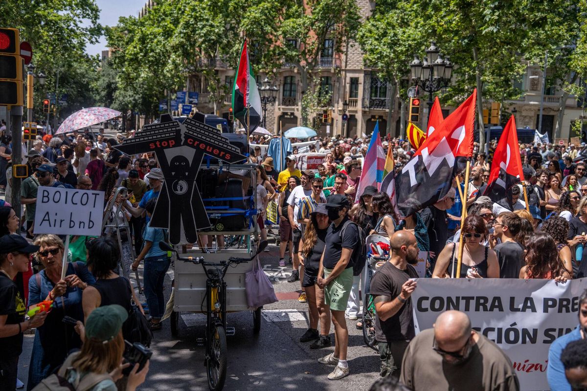 Manifestación en Barcelona por el decrecimiento turístico