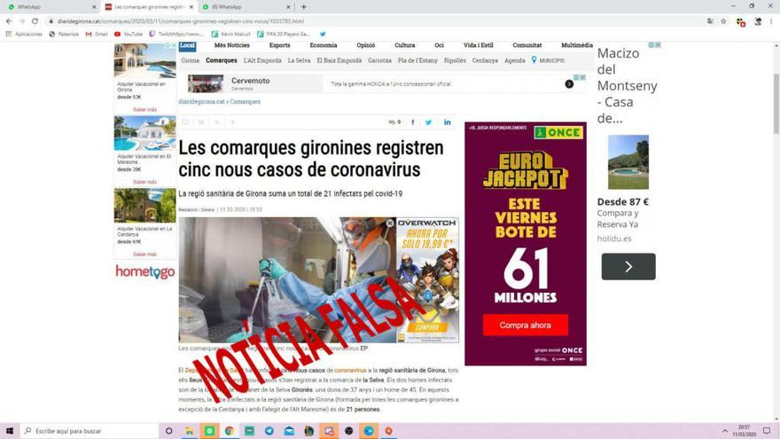 Manipulen un article de Diari de Girona per situar un focus de coronavirus a Maçanet