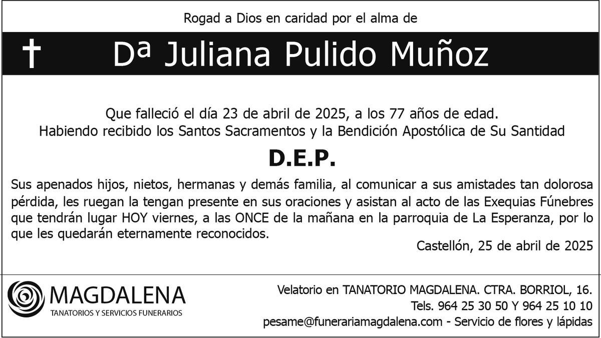 Dª Juliana Pulido Muñoz