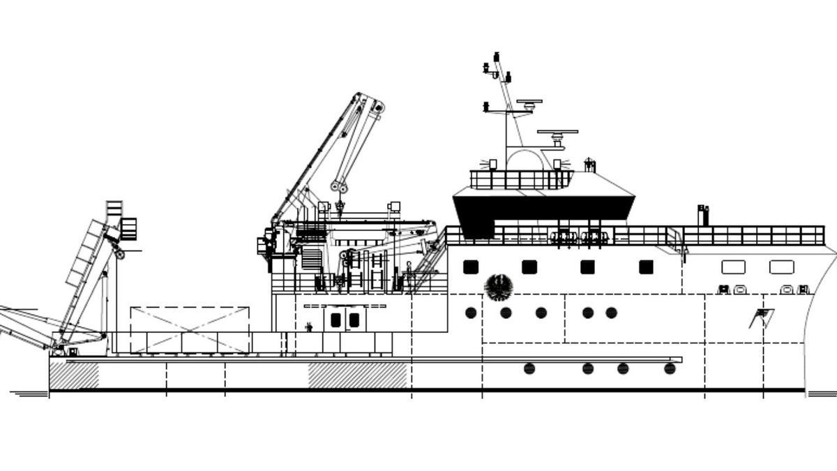 Plano del buque proyectado por Azores, que construirá Armón.