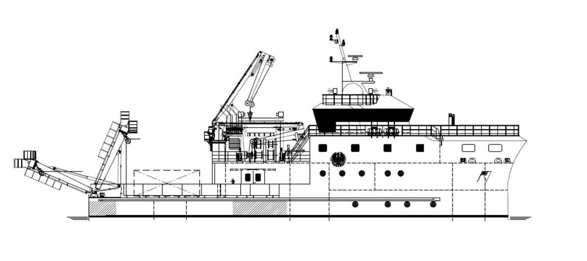 Plano del buque proyectado por Azores, que construirá Armón.