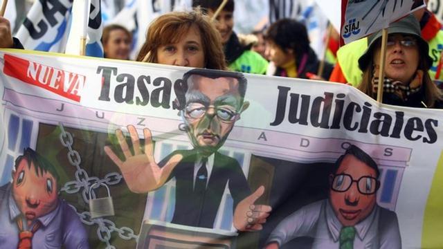 Protesta contra el alza de las tasas judiciales en Madrid, en enero.