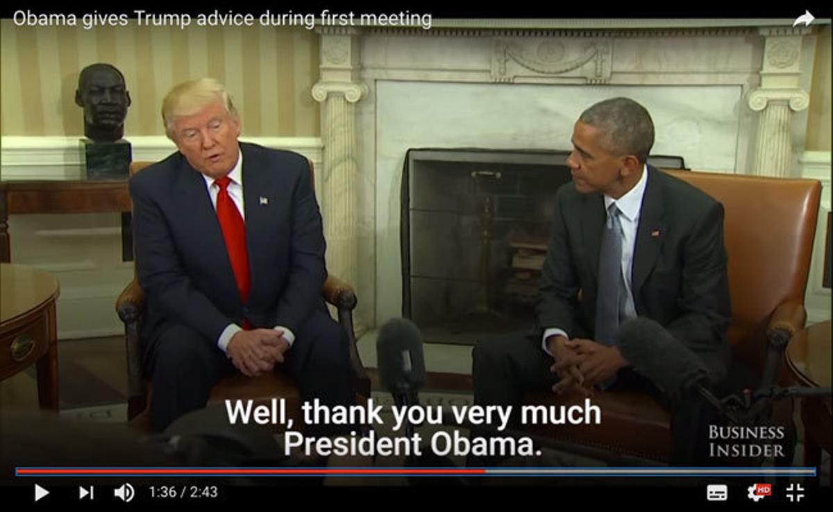 Trump deja su prepotencia a un lado en su visita a Obama