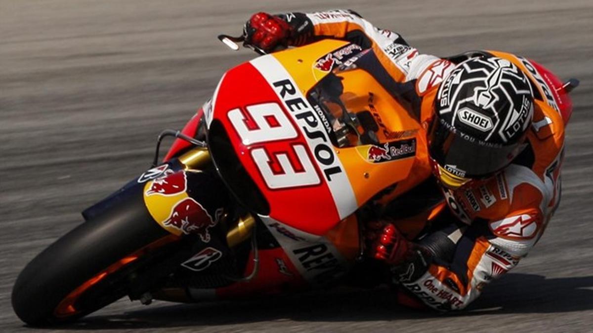 Marc Márquez rueda en la tercera jornada de entrenamientos en Sepang, este miércoles