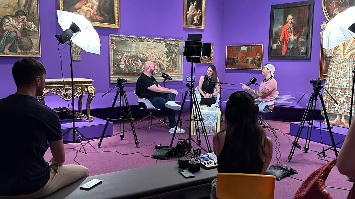 Un moment de la gravació del pòdcast, el passat juny, al Museu del Barroc de Manresa
