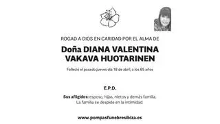 Esquela Diana Valentina Vakava Huotarinen