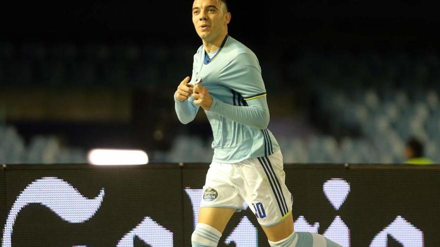 Iago Aspas celebra un gol en Balaídos esta temporada. // Marta G. Brea