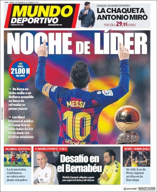 Esta es la portada de Mundo Deportivo del sábado 7 de diciembre