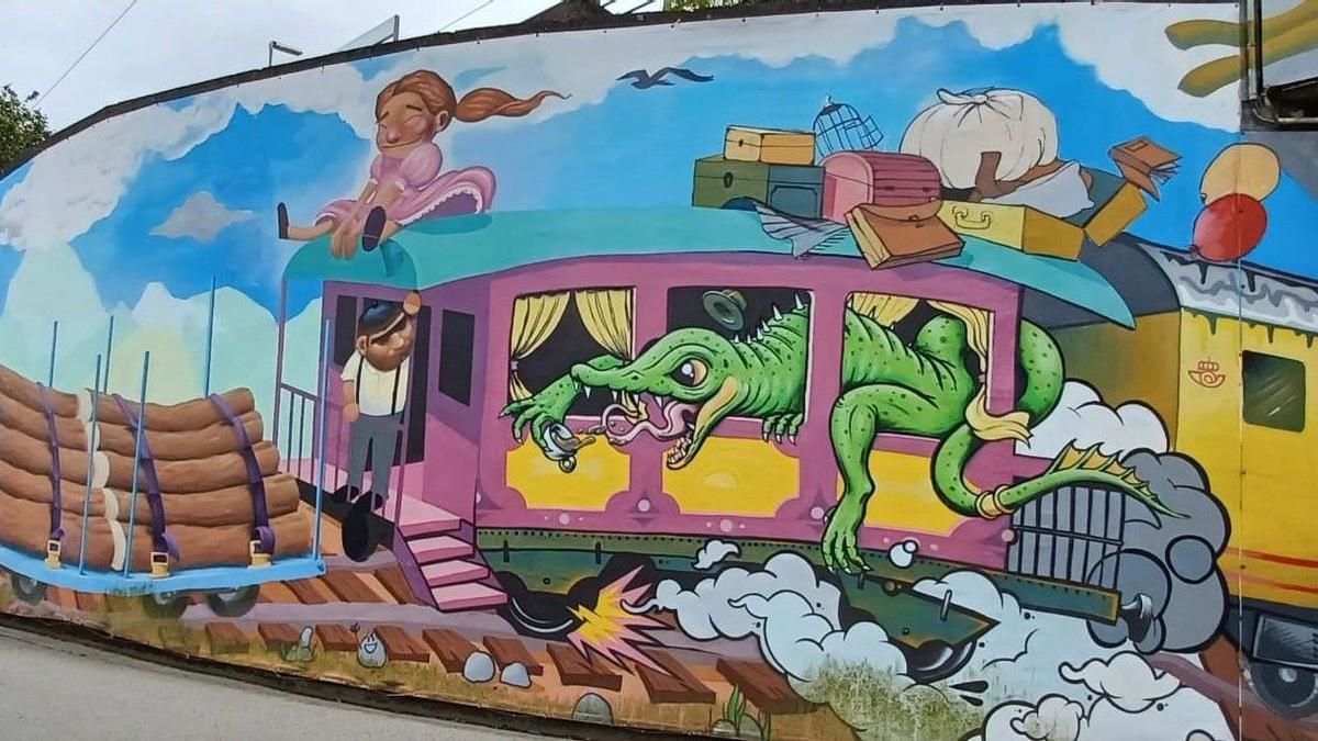 Un paseo por Villabona, la localidad de la "estación inglesa" y del mayor grafiti en lona de Asturias