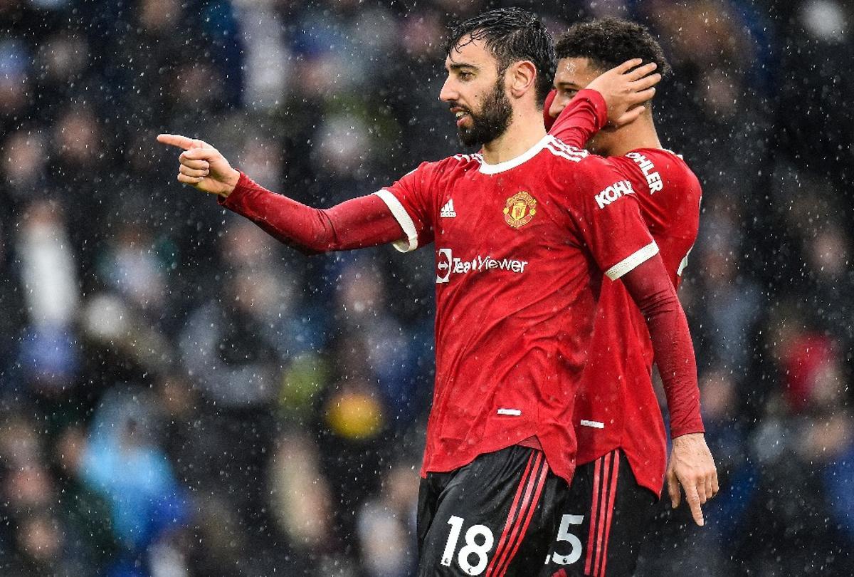 Bruno Fernandes celebrando un gol con el Manchester United