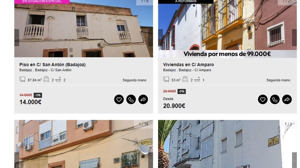 Algunas de las viviendas a la venta en Badajoz.