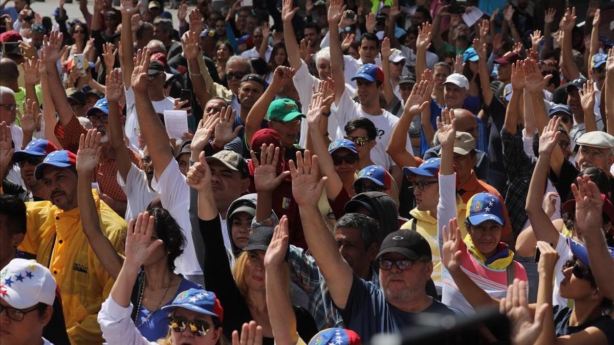 Simpatizantes de Guaidó, en Caracas.