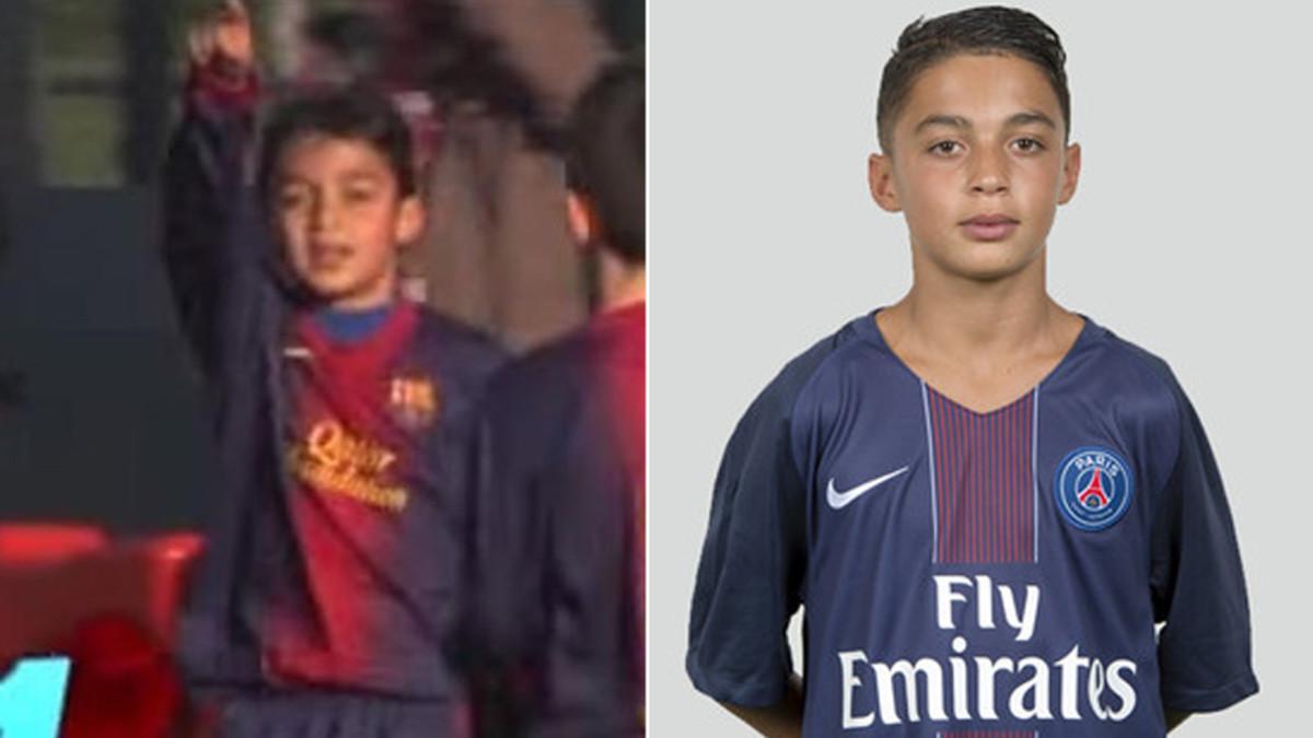 El joven centrocampista Kays Ruíz durante su etapa como canterano del Barça y ya como jugador del PSG