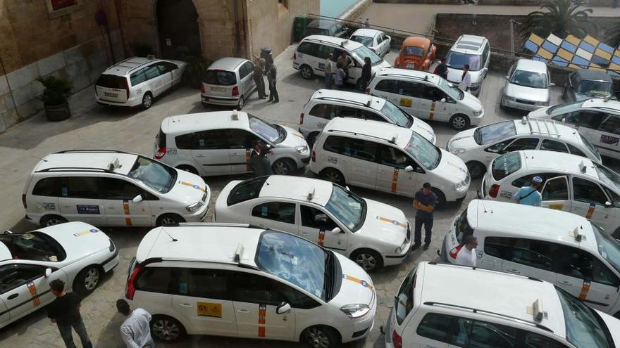 Taxis aparcados frente al Palau Episcopal y La Seu