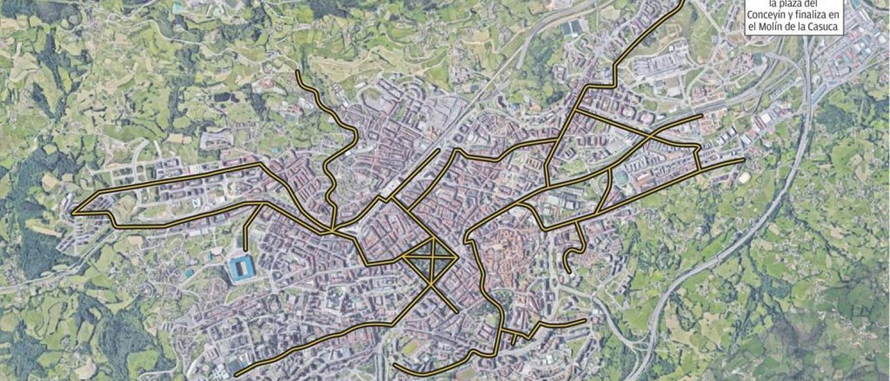 Oviedo planifica una red de carriles bici de 25 kilómetros que conectará toda la capital