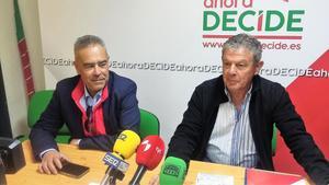 Enrique Díaz y Manuel Fuentes, en la rueda de prensa sobre la movilización por el tren Ruta de la Plata.