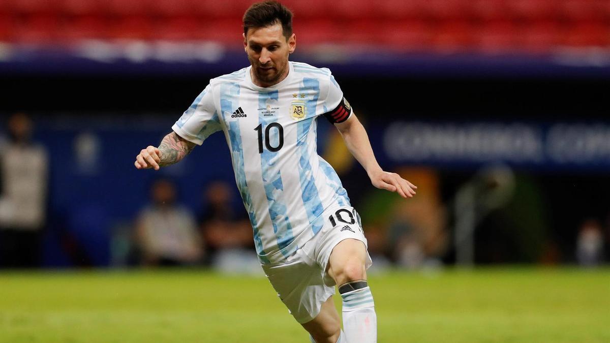 Leo Messi, durante el Argentina-Uruguay.