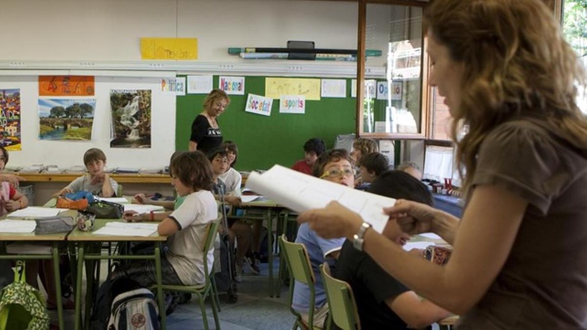 Una clase de castellano en la escuela barcelonesa El Sagrer, en una imagen del 2010.