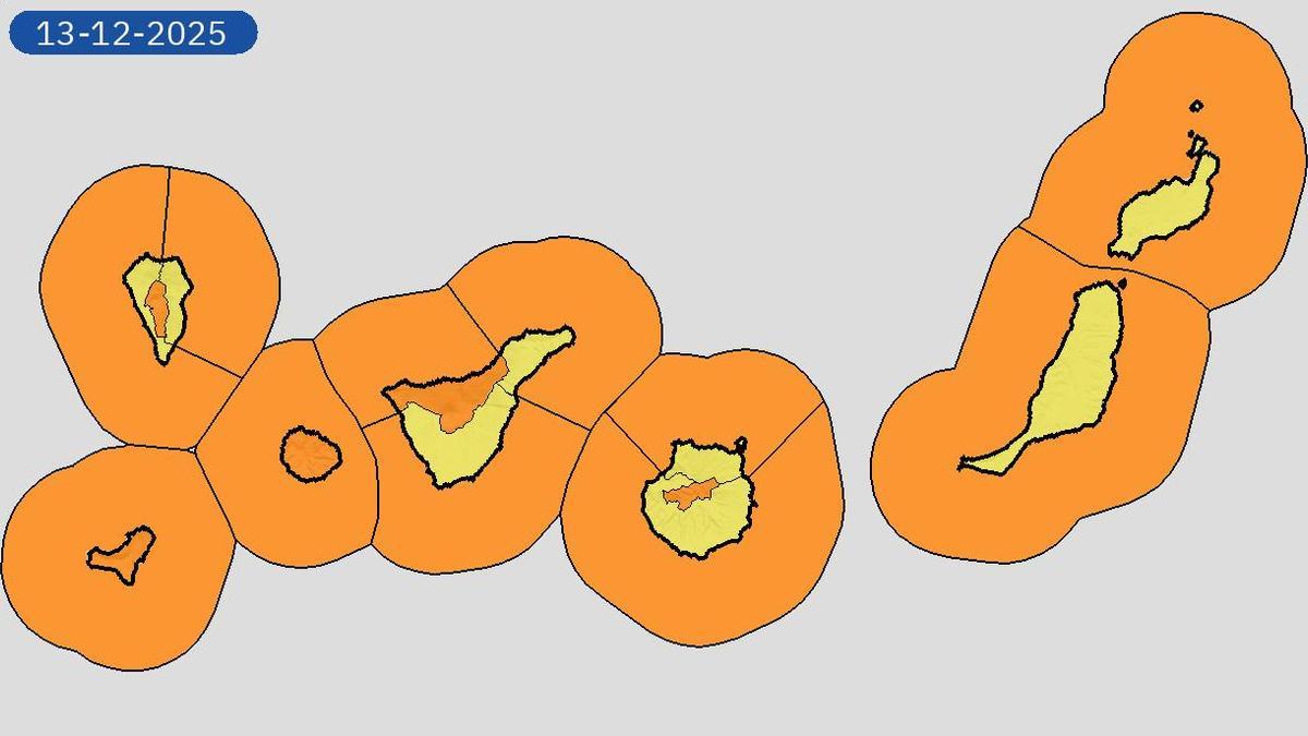 Mapa del tiempo en Canarias.