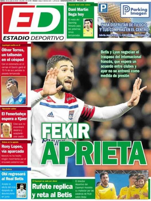 Portada ESTADIO DEPORTIVO jueves 18 julio 2019