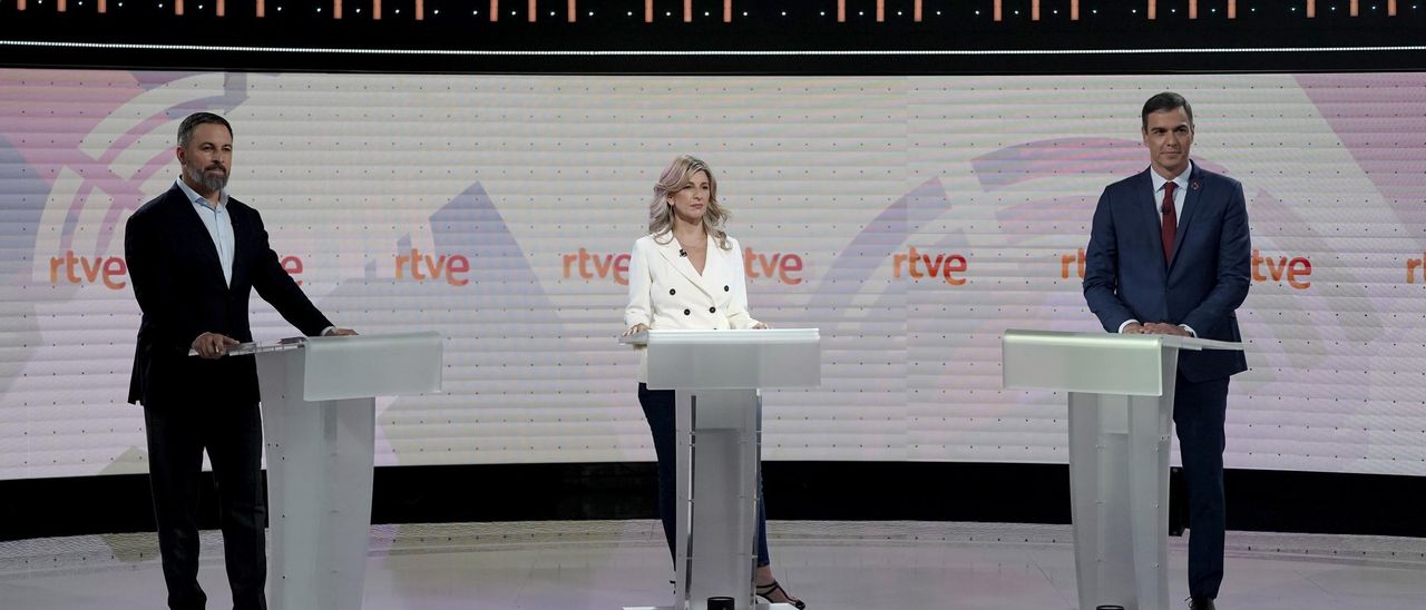 Debate final del 23J entre Sánchez, Abascal y Yolanda Díaz