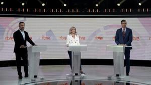 Debate final del 23J entre Sánchez, Abascal y Yolanda Díaz