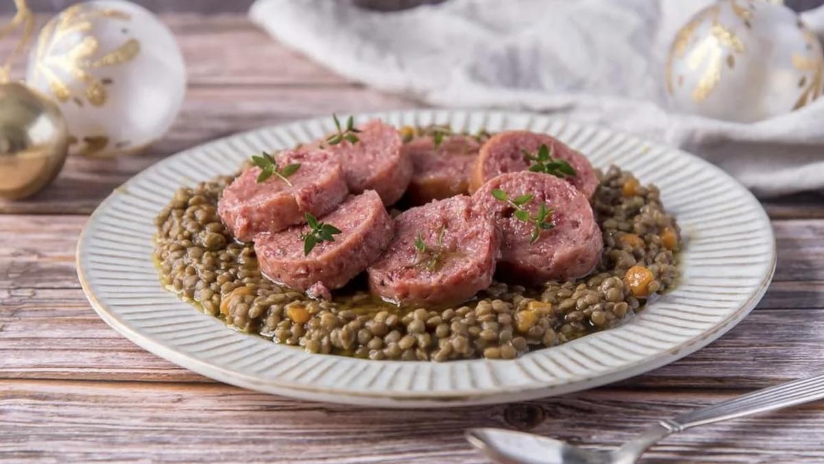 Lentejas con 'cotechino' en Il Mercato Italiano.