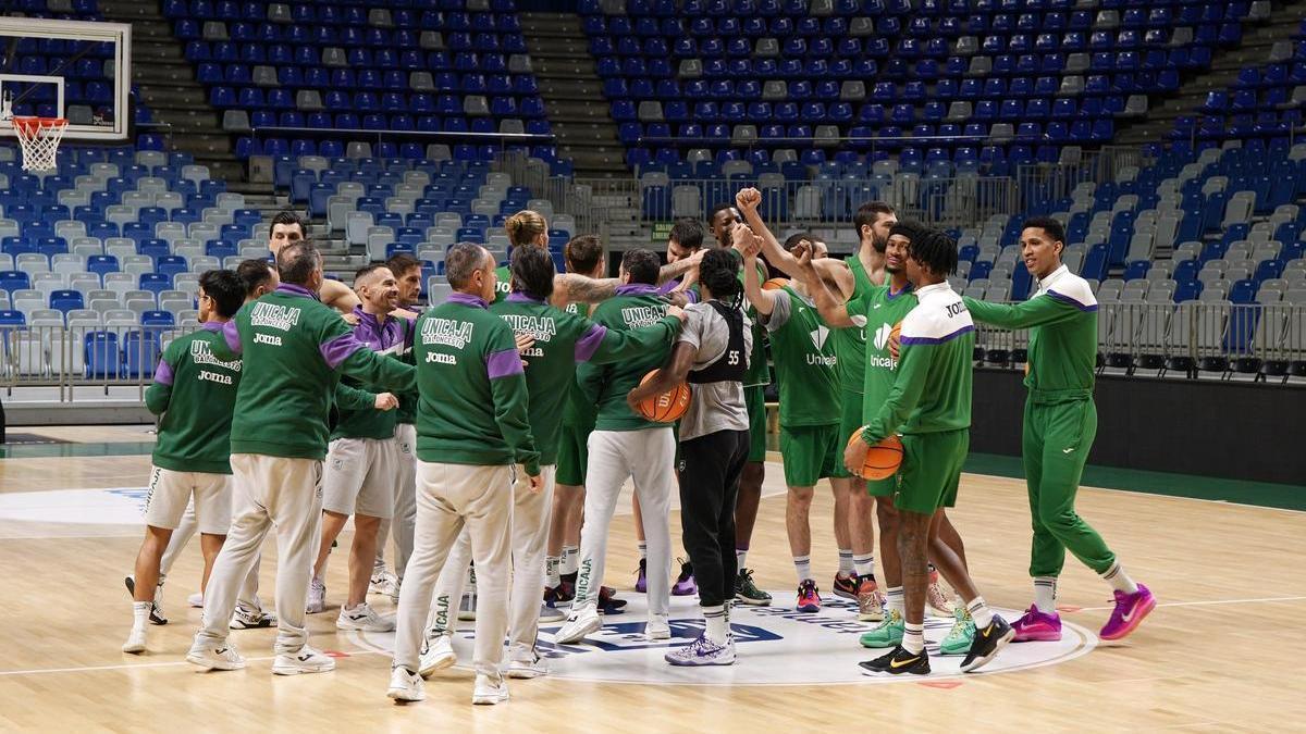 Imagen de un entrenamiento del Unicaja en el Martín Carpena.