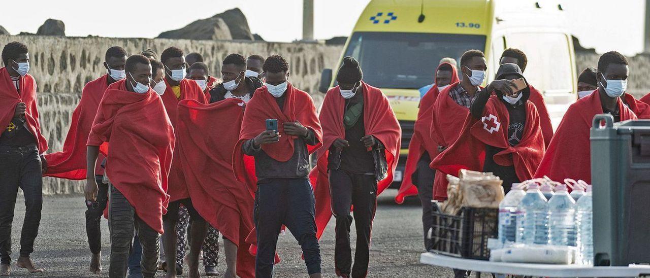 Migrantes llegados el pasado martes a Lanzarote.