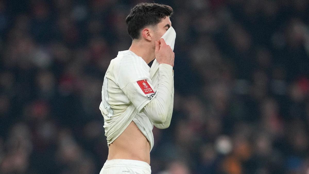 Kai Havertz se lamenta en la eliminatoria ante el United