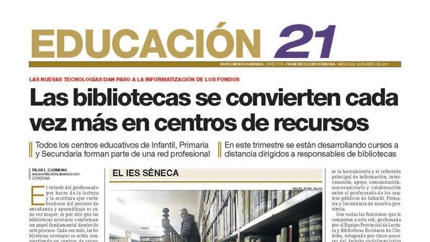 Las bibliotecas de colegios e institutos, en Educación 21