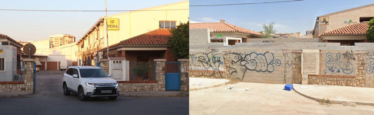 Antiguas oficinas del Grupo Vera, situadas en la calle Cerrajeros, antes de su cierre y en agosto de 2022, tras
