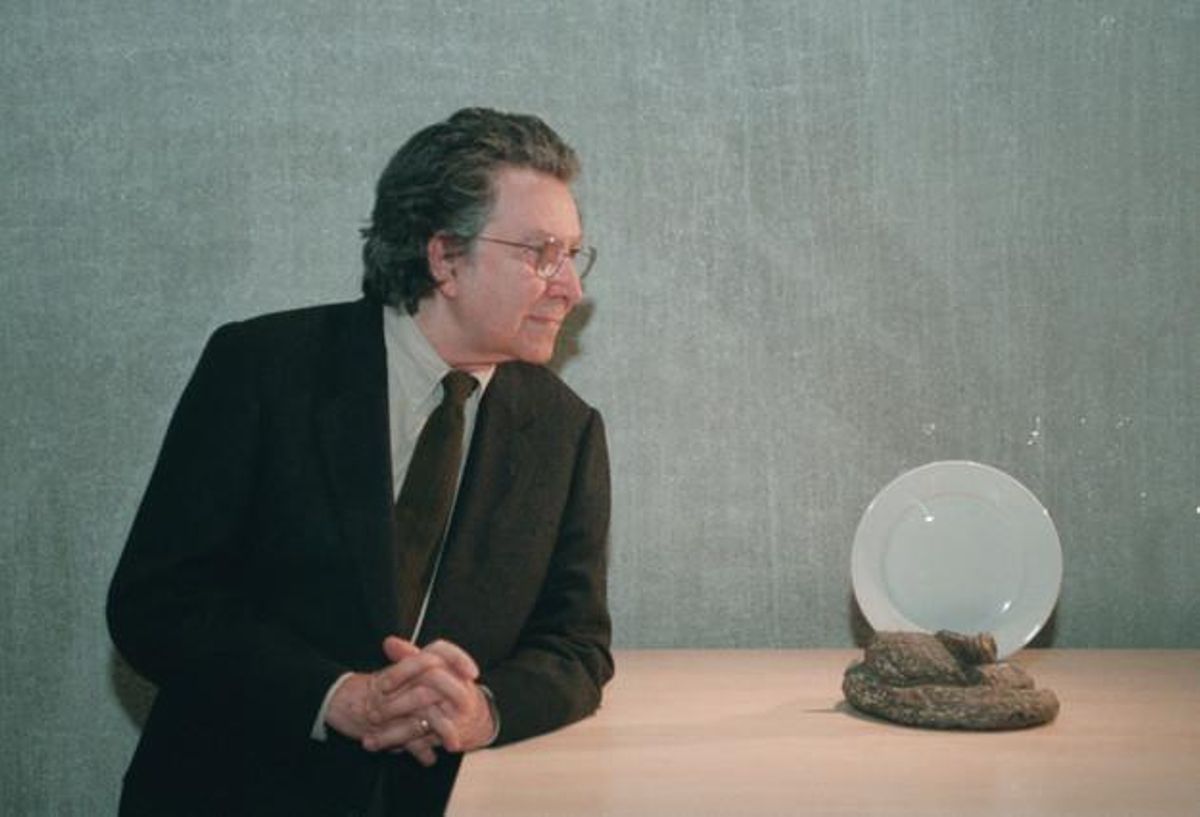 Tàpies, en la presentació d’una sala de reflexió a la Universitat Pompeu Fabra, el 1996.