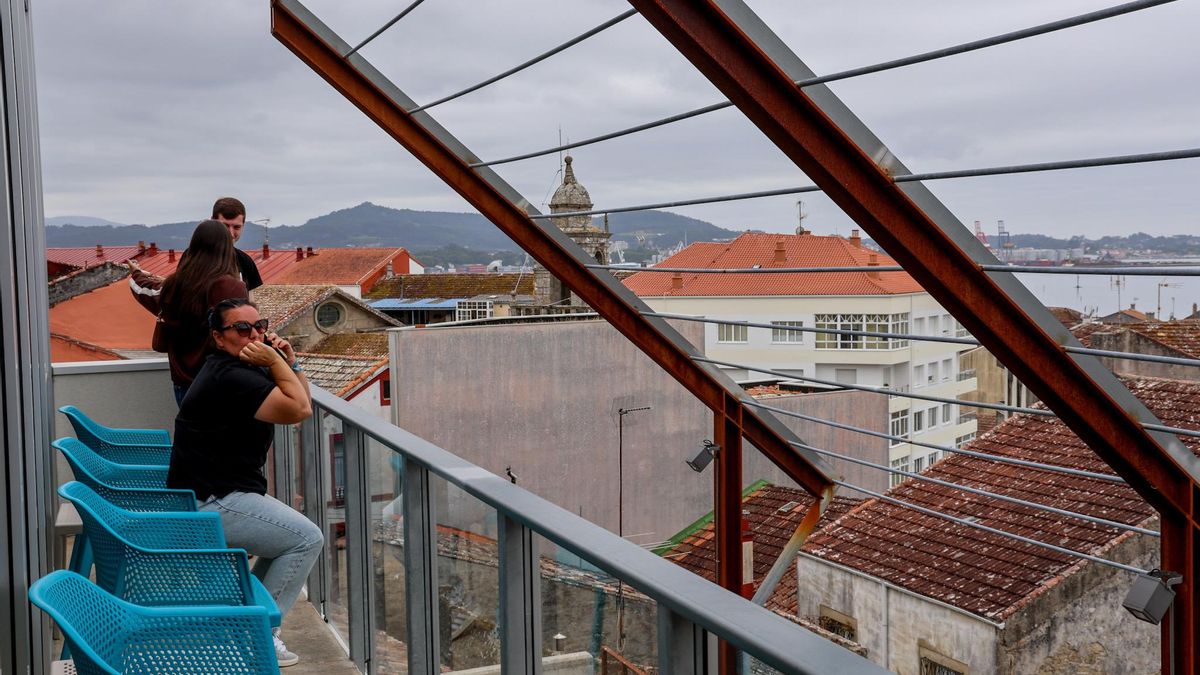 La terraza del albergue de peregrinos de Carril