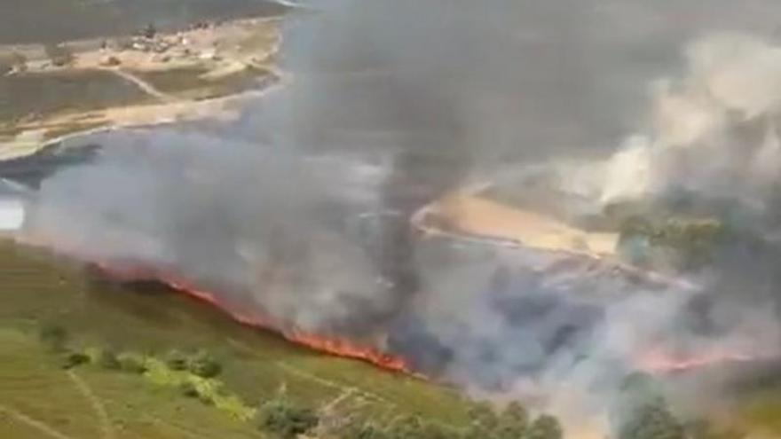 Un incendio forestal en A Gudiña calcina unas diez hectáreas y moviliza numerosos medios aéreos