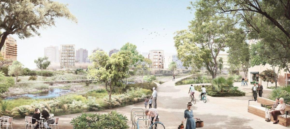 Diseño del futuro corredor verde de Valencia, en el que participa Omgeving.