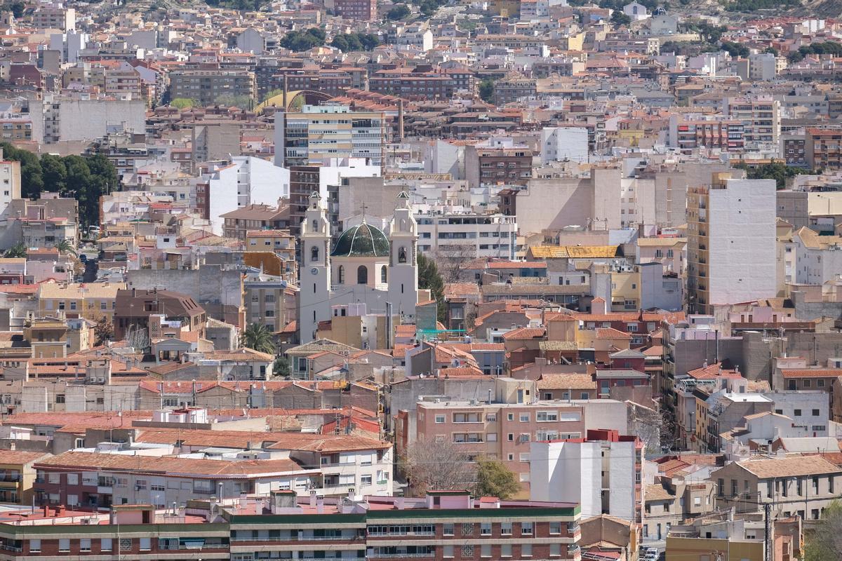 Vista del centro urbano de Elda.