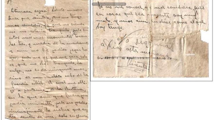 Carta escrita pel Vicenç durant el seu segon empresonament, l&#039;any 1943