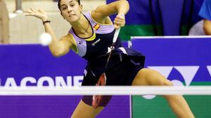 Ho Chi Minh (Vietnam), 11/09/2019.- Carolina Marin of Spain in action against Supanida Katethong of Thailand during their women’s singles match at the Yonex -Sunrise Vietnam Open 2019 badminton tournament in Ho Chi Minh city, Vietnam, 11 September 2019. (España, Tailandia) EFE/EPA/MINH HOANG