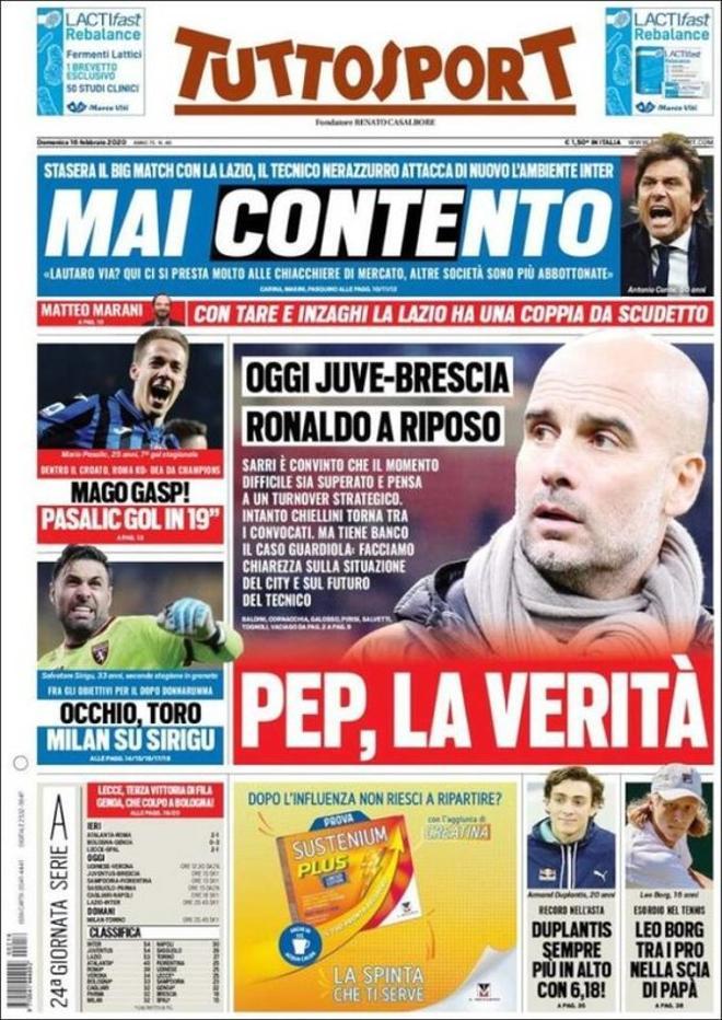 Esta es la portada de TuttoSport del domingo 16 de febrero