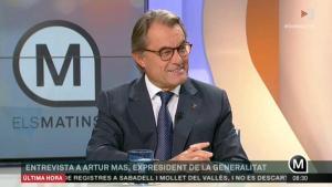 Artur Mas, en la entrevista en ’Els matins de TV-3’, este lunes.