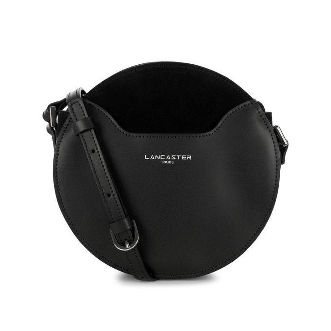 Bolso bandolera redondo de dos tejidos