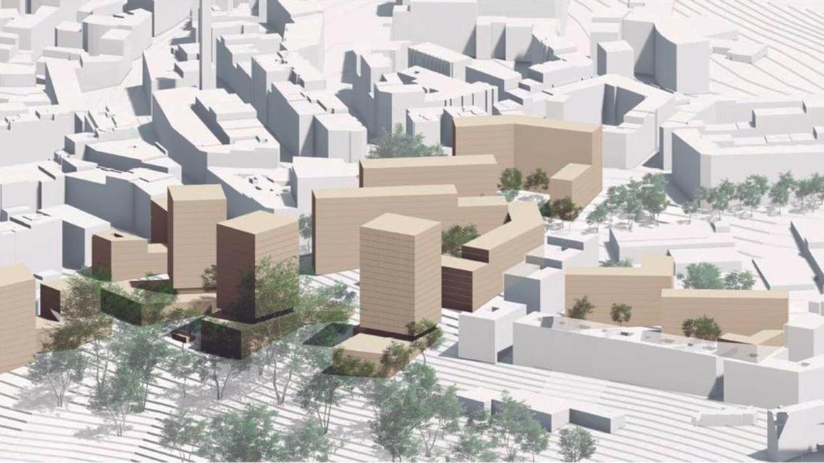 En beis, los nuevos edificios de Parque de Oza. | LOC