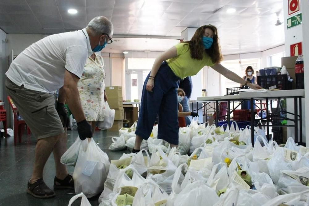 Reparto de lotes para elaborar ensaladilla rusa en Alaquàs.